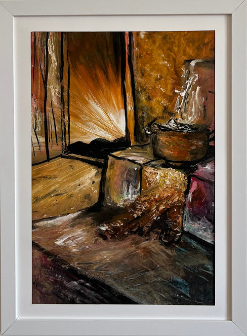 Chão de Terra – pintura em aquarela de paisagem rural por Natane Castro